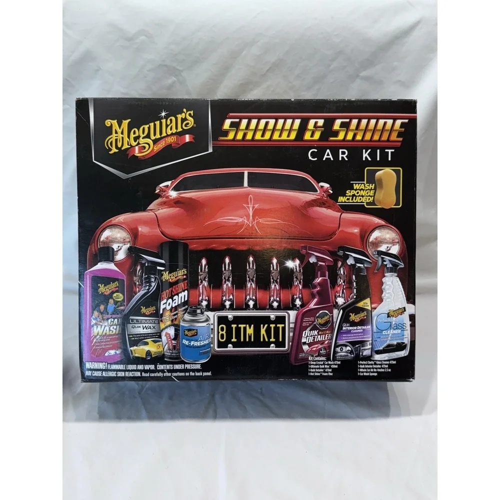 Meguiar's Show & Shine Premium Interior/Exterior Car Cleaning Kit Full Size 8 Pc